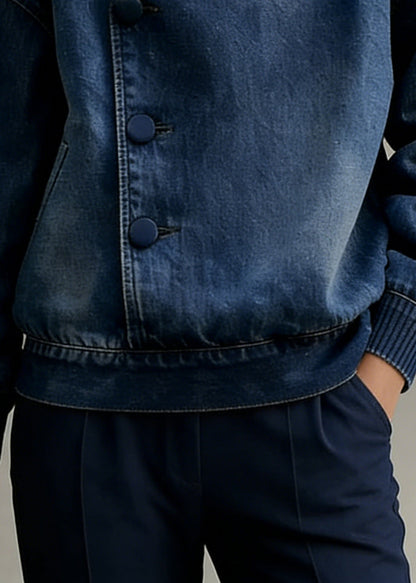 Blue Peter Pan Collar Denim Coats Spring