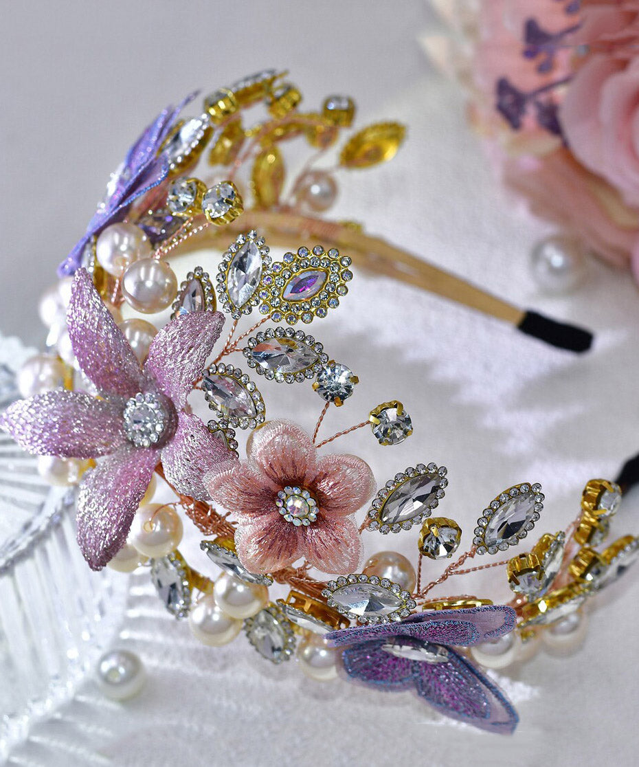 Art Multicolor Zircon Crystal Pearl Hairpiece