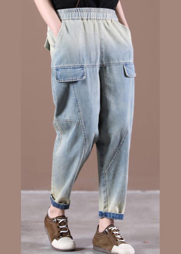 French Spring Wide Leg Pants Unique Blue Work Pant