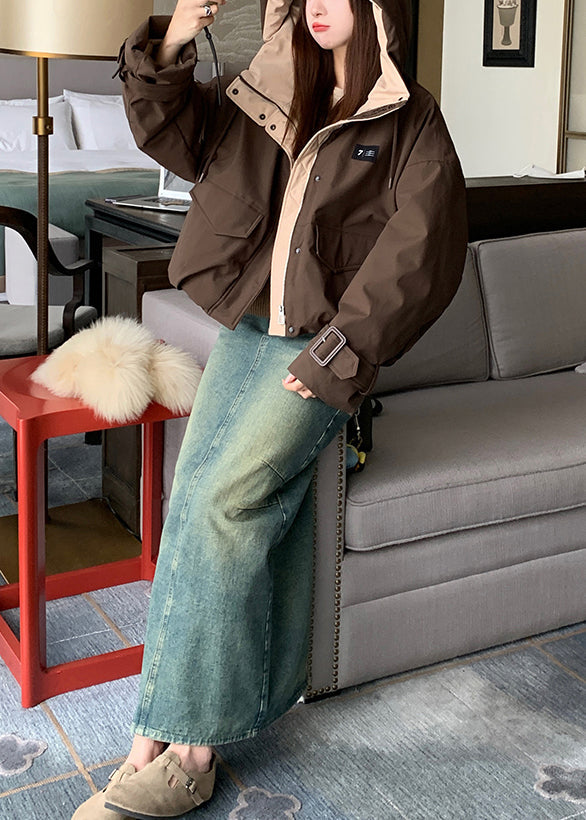 Coffee Oversized Pockets Fine Cotton Filled Witner Coats