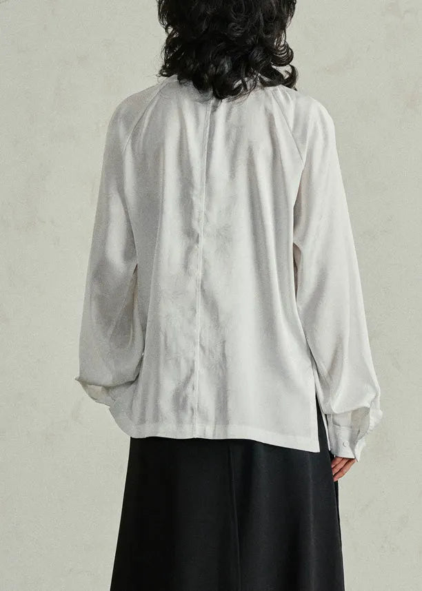 Chinese Style White Patchwork Shirts Fall