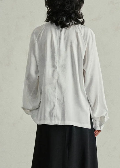 Chinese Style White Patchwork Shirts Fall