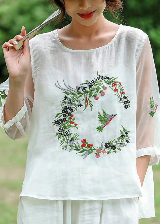Pink Embroideried Tulle Patchwork T Shirt Half Sleeve