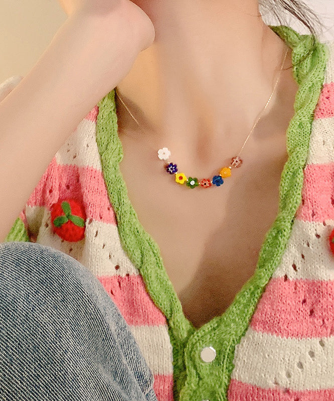 Rainbow Overgild Coloured Glaze Beading Necklace