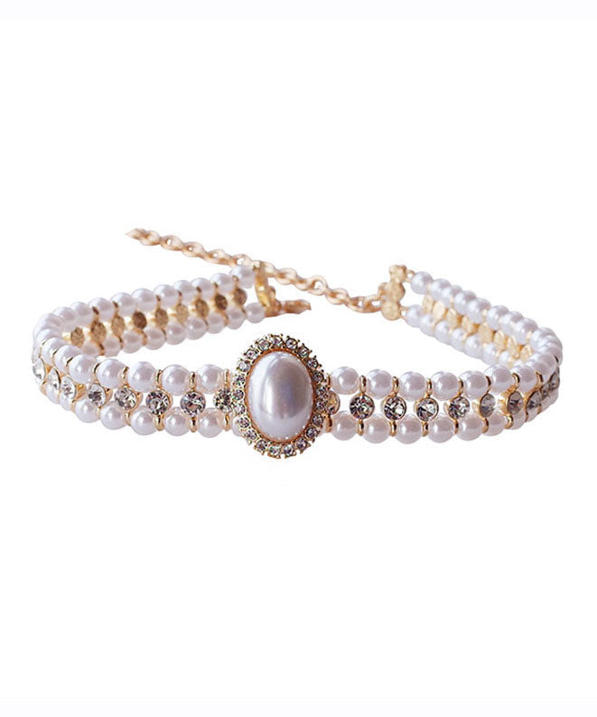 Diy Gold Alloy Inlaid Pearl Zircon Princess Necklace