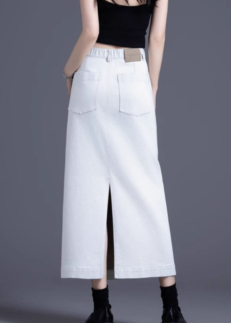 White Side Open Denim a Line Skirt Spring