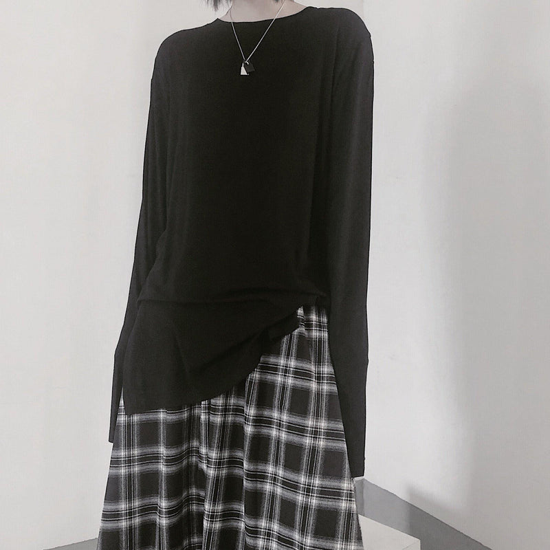 Organic O Neck Side Open Clothes for Design Black Tops