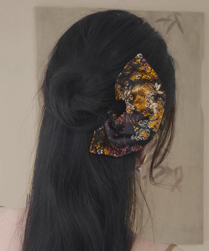 Black Copper Tiger Eye Stone Embroidery Fan-shaped Hairpin