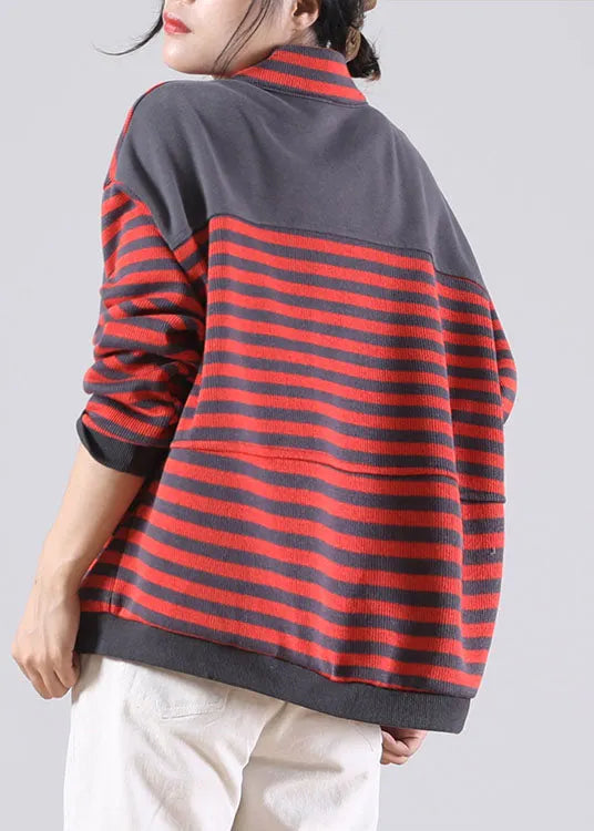Diy Orange Striped Sweatshirts Top Spring
