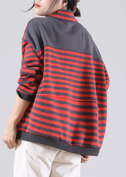 Diy Orange Striped Sweatshirts Top Spring
