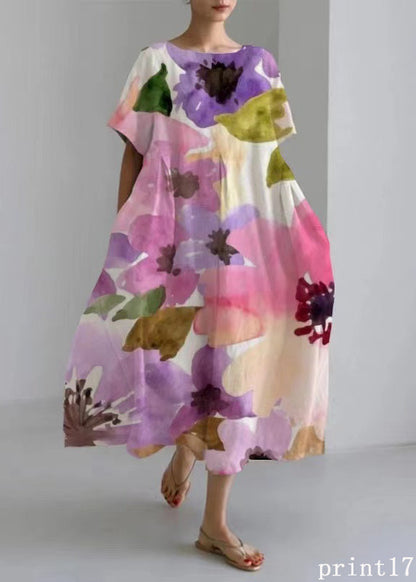 Flower Print11 Cotton Dresses Pockets Patchwork Spring