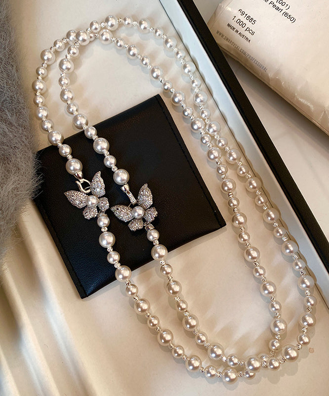 Versatile Zircon Butterfly Pearl Necklace