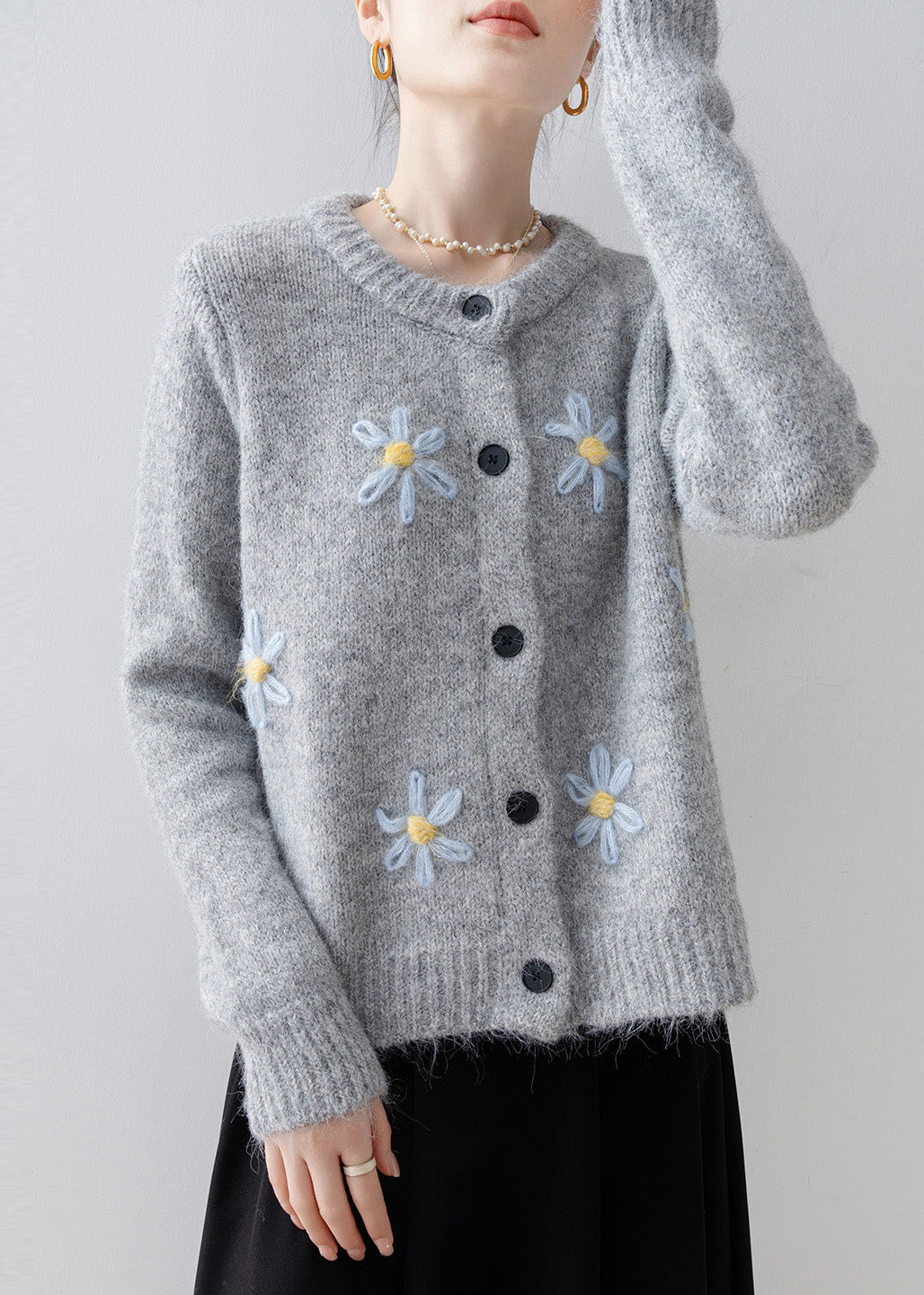 Style Grey Oversized Knit Cardigans Winter