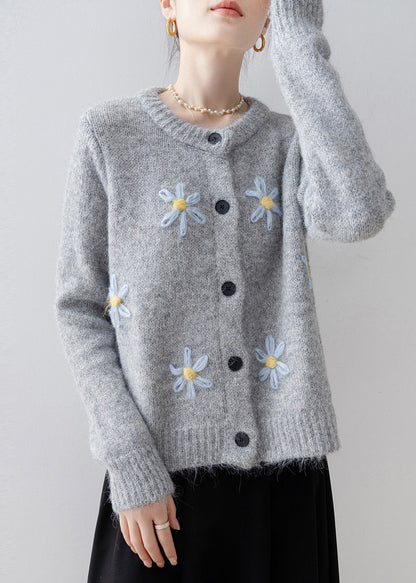 Style Grey Oversized Knit Cardigans Winter
