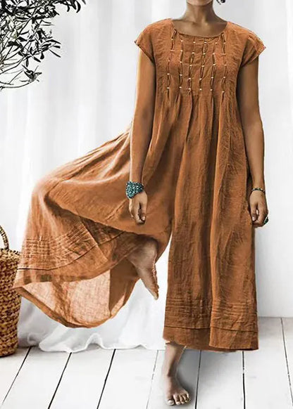 Dark Grey High Waist Cotton Jumpsuits Summer