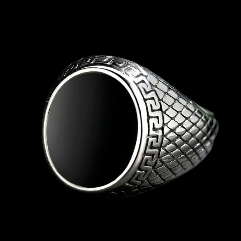 Black Stone Snakeskin Ring