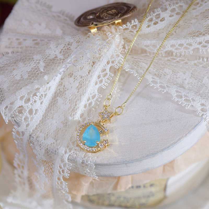Miley Blue Gem Necklace