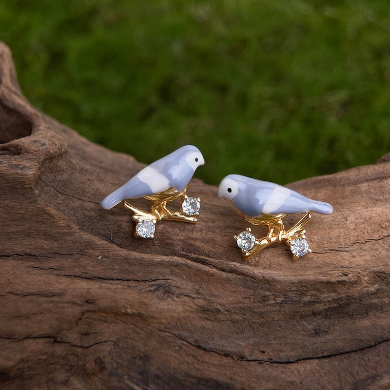 Blue Lovebird Earrings