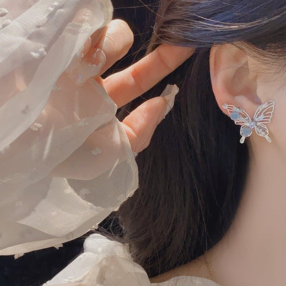 [] Blue Rose Butterfly Earrings