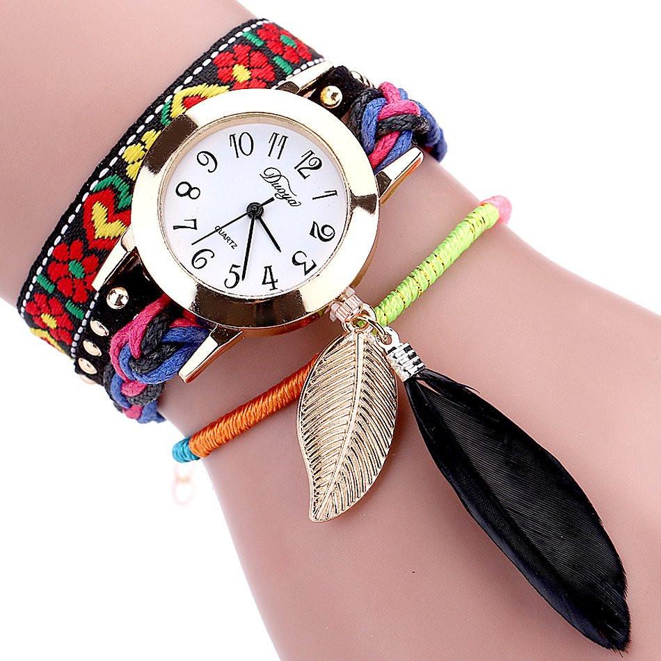 Feather Leaf Weave Watch Bracelet