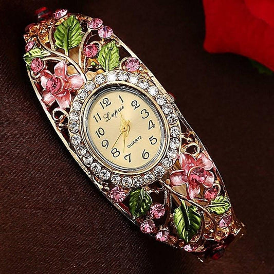 Flower Gemstone Watch Bracelet