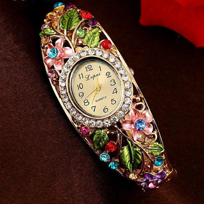 Flower Gemstone Watch Bracelet