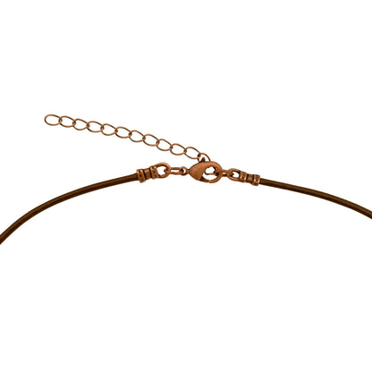 Dragonweave Ribbon Circle Charm Necklace and Earring Set, Antique Copper Brown Leather Choker and Leverback Earrings