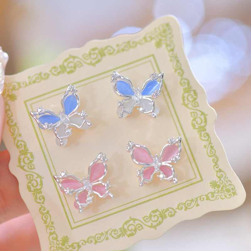 Pink Butterfly Stud Earrings