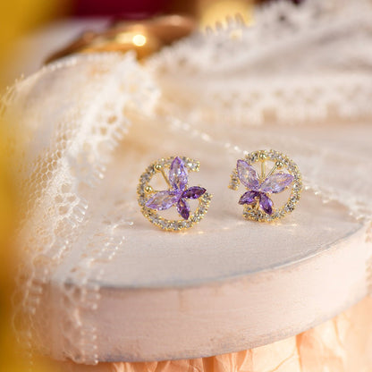 Lilac Butterfly Stud Earrings