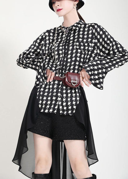 Black Print Flare Sleeve Chiffon Jacket Summer