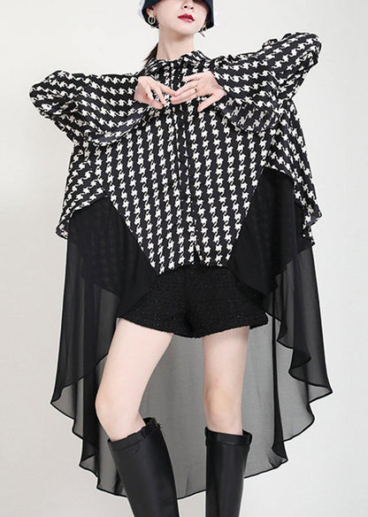 Black Print Flare Sleeve Chiffon Jacket Summer