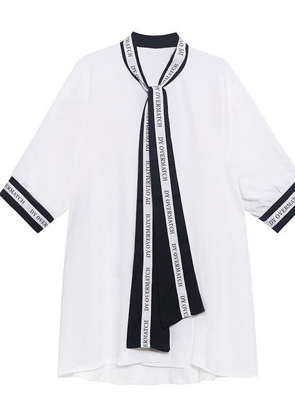 Black Patchwork Print Chiffon Button Blouse Tops