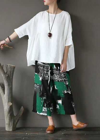 White U Neck Linen Top Summer