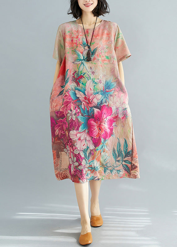 French Red O-neck Cozy Party Chiffon Long Dress Summer