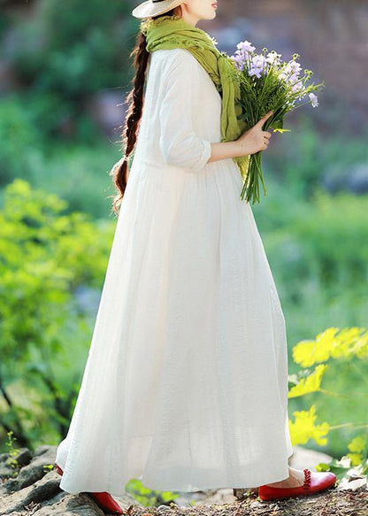 Loose O Neck Large Hem Spring Clothes Catwalk White Art Dresses