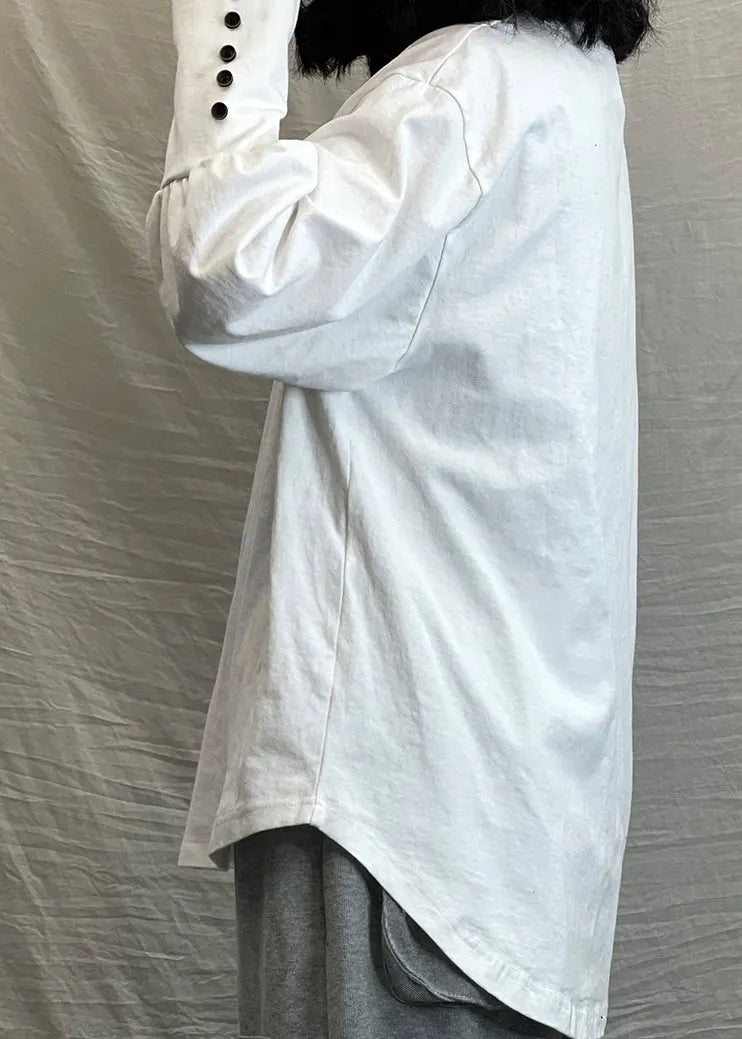 Handmade White Low High Design Cotton Sweatshirts Tracksuits Long Sleeve