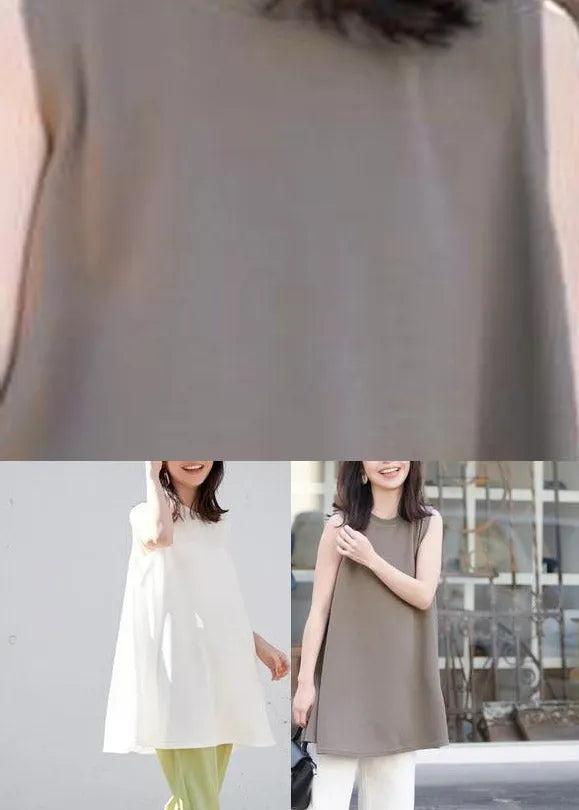 Loose White O-neck Cotton T Shirt Summer