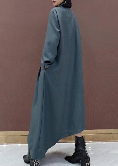 French Lapel Asymmetric Spring Tunic Design Gray Dress