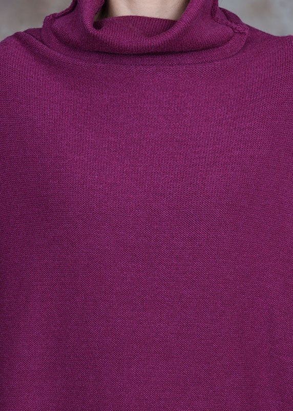 Purple Red Loose Knit Holiday Dress Spring