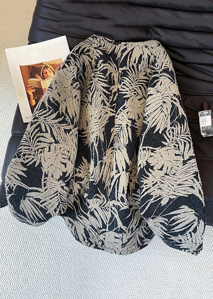 New Black V Neck Button Print Cotton Coats Fall