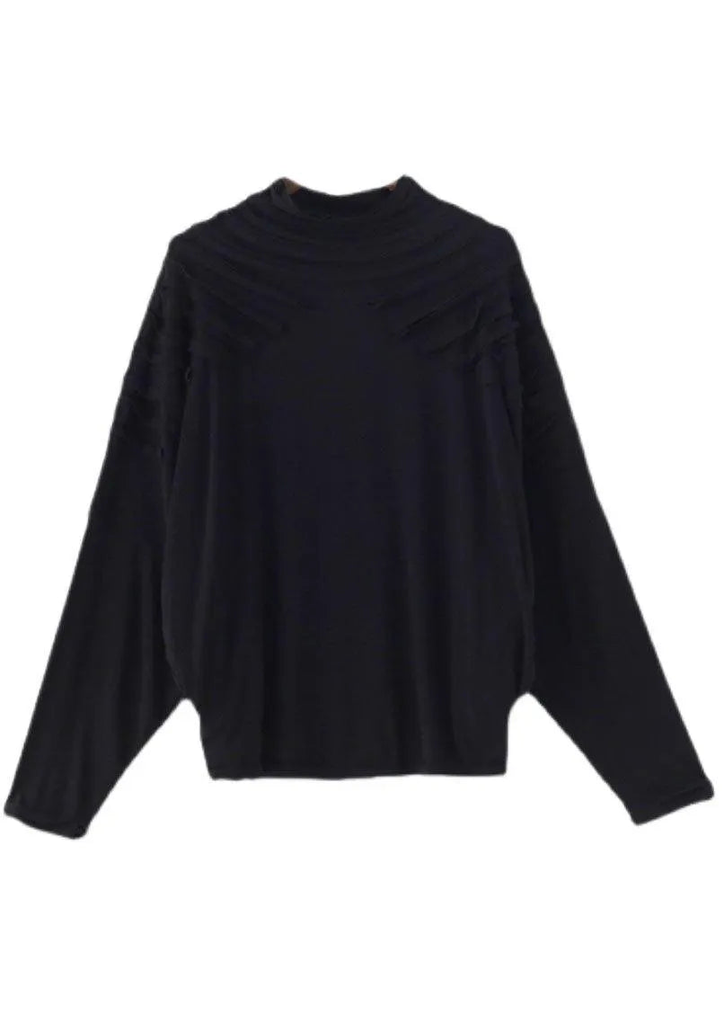Boutique Black O-neck Fall Cotton Cozy Sweater