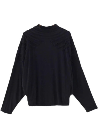 Boutique Black O-neck Fall Cotton Cozy Sweater