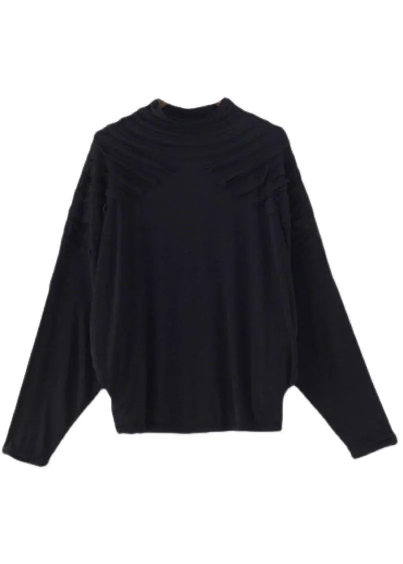 Boutique Black O-neck Fall Cotton Cozy Sweater