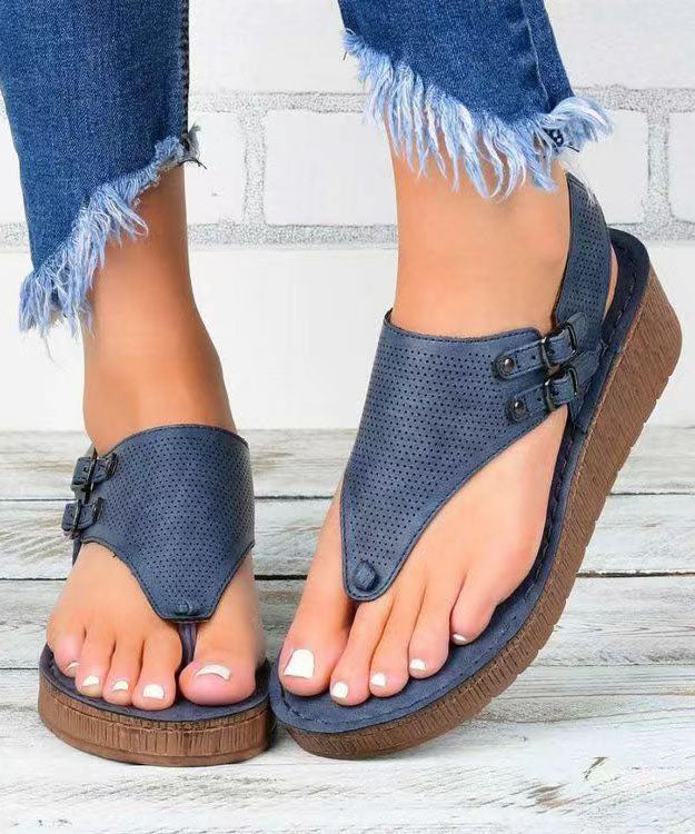 Black Buckle Strap Splicing Peep Toe Platform Sandals
