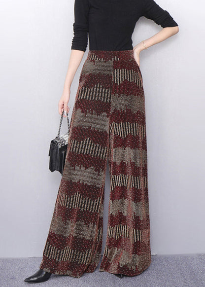 Fall Brown Elegance Metallic Wide-leg Trousers