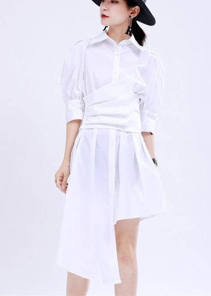 White Peter Pan Collar Mid Summer Cotton Dress