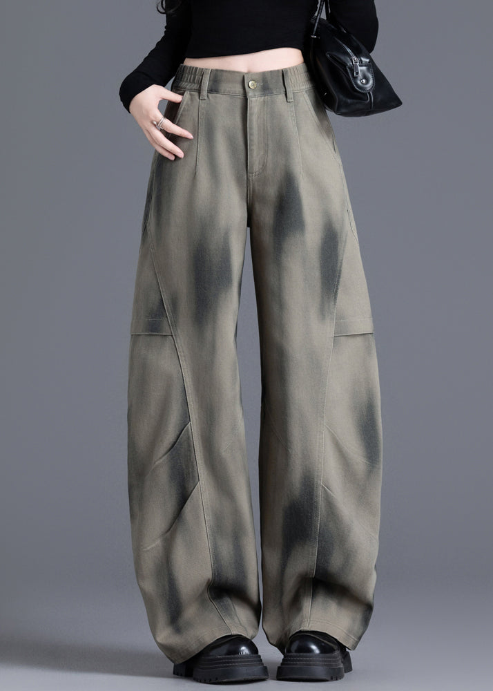 Tie Dye Print Elastic Waist Denim Pants Spring