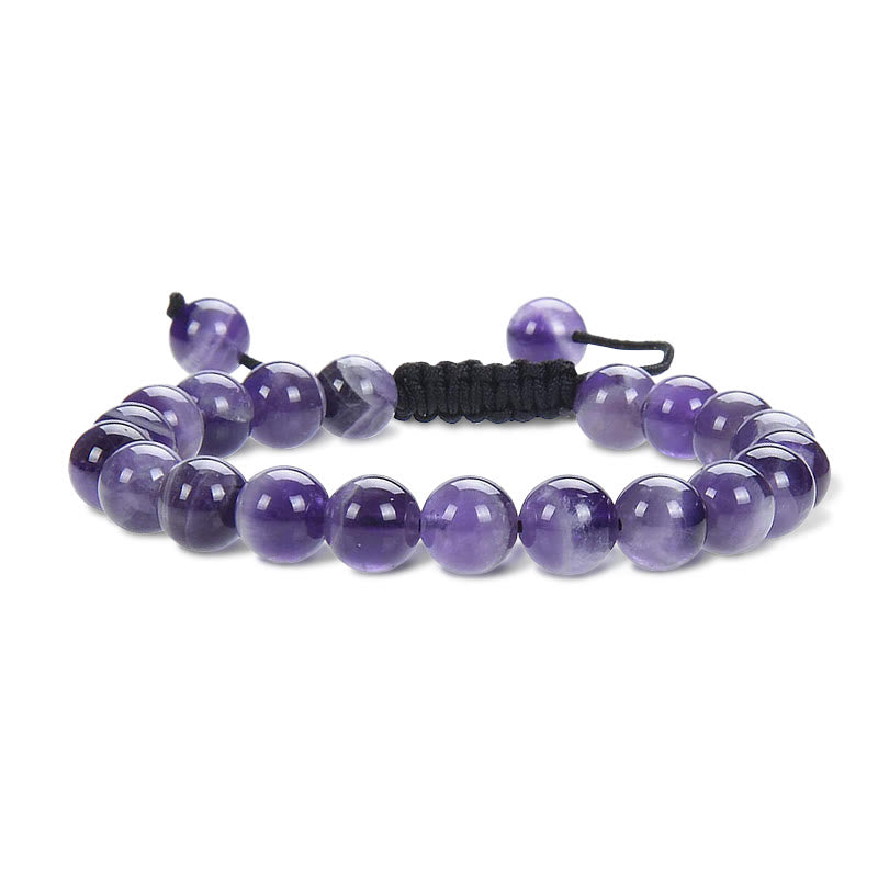 Buddha Stones Natural Healing Power Gemstone Crystal Beads Adjustable Macrame Bracelet