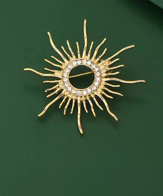 Gold Sterling Silver Overgild Zircon Sunflower Brooches