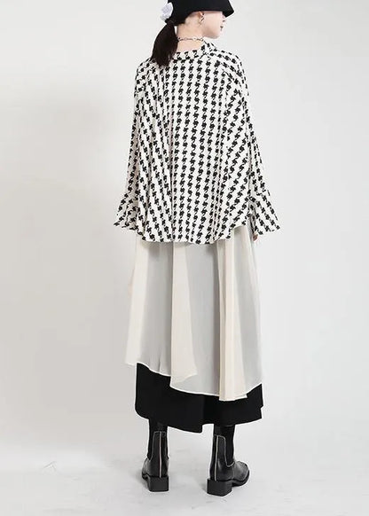 Unique White Print Patchwork Asymmetrical Design Trench Summer